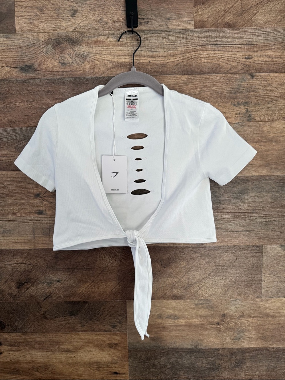 NWT Gymshark White Gains Seamless Fitted Crop Top - Picture 2 of 7